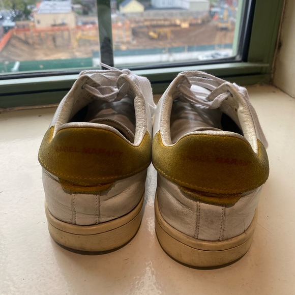 Isabel Marant White and Yellow Bart Low-top Sneakers Size 38 Retail $420. - Picture 6 of 10
